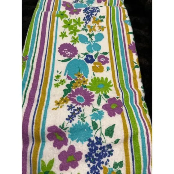 New Penneys Fashion Manor Acrylic Blanket king floralNOS Satin Trim Vintage